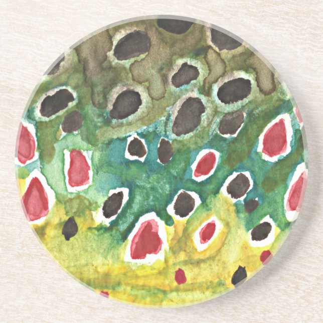 Brown Trout Fish Sandstone Coaster (Front)