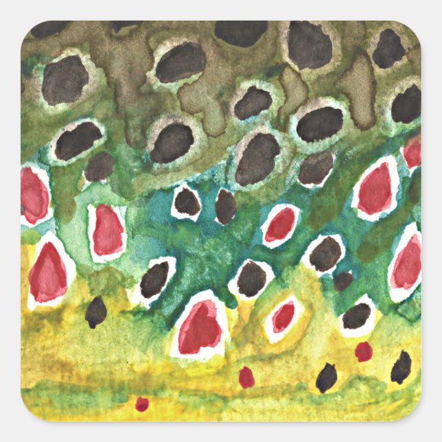 Brown Trout Fish Square Sticker (Front)