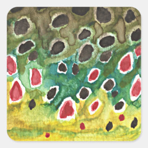 Brown Trout Fish Square Sticker