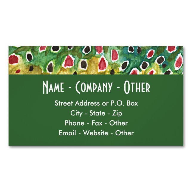 Brown Trout Fisherman's Business Card Magnet (Front)