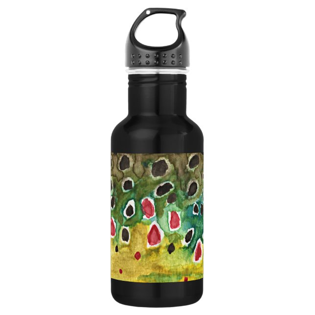 Brown Trout Fishing, Angling Stainless Steel Water Bottle (Front)
