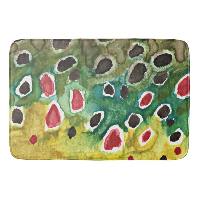 Brown Trout Fishing Bathroom Mat (Front)