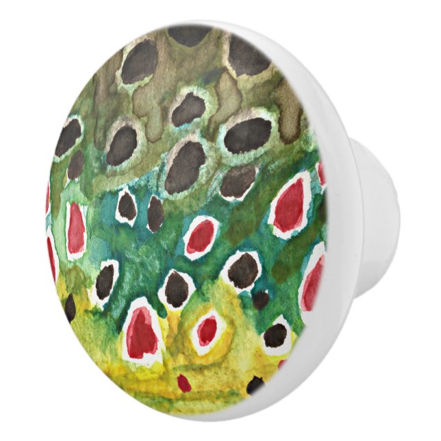 Brown Trout Fishing Ceramic Knob (Right)