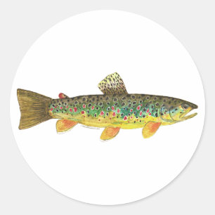 Brown Trout Fishing Classic Round Sticker