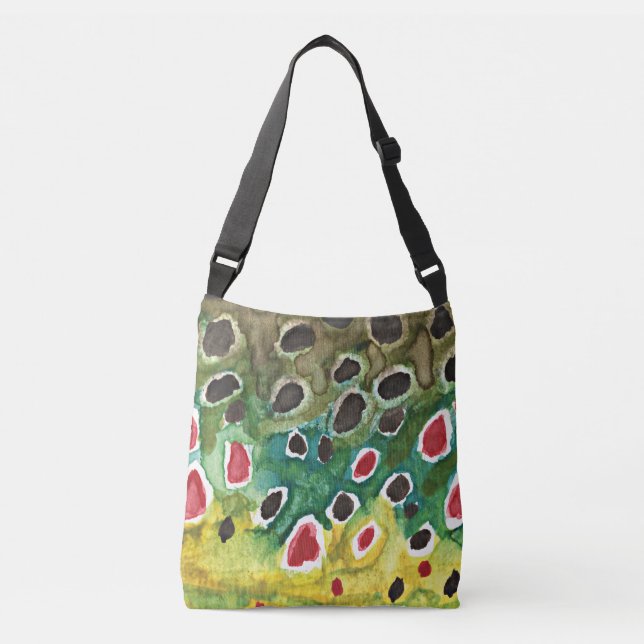 Brown Trout Fishing Crossbody Bag (Front)