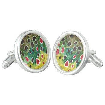 Brown Trout Fishing Cufflinks by TroutWhiskers at Zazzle