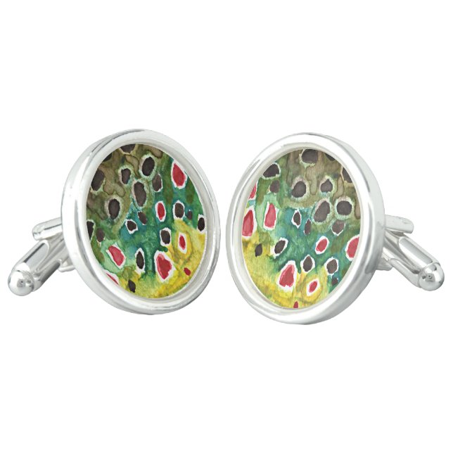 Brown Trout Fishing Cufflinks (Angled)