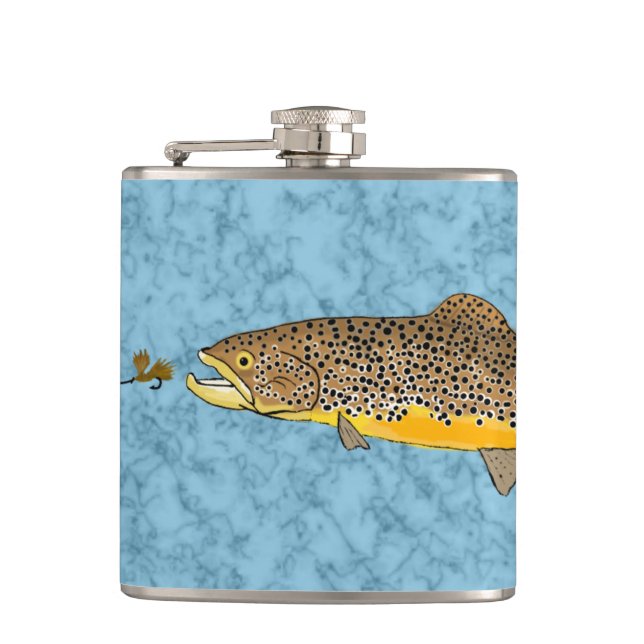 Brown Trout Fishing Flask (Front)