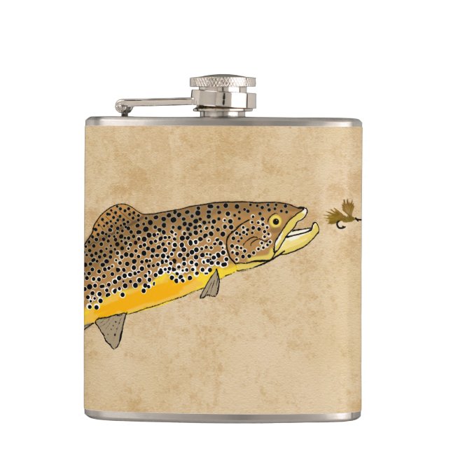 Brown Trout Fishing Flask (Front)