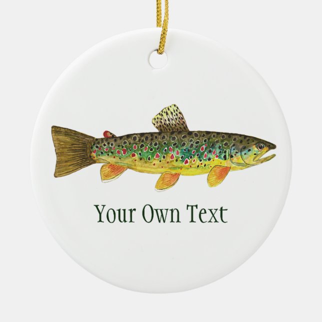 Brown Trout Fishing, Ichthyology Ceramic Ornament (Front)
