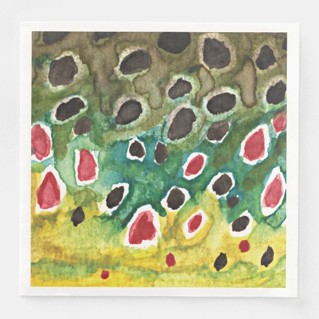 Brown Trout Fishing, Ichthyology Paper Dinner Napkins (Front)