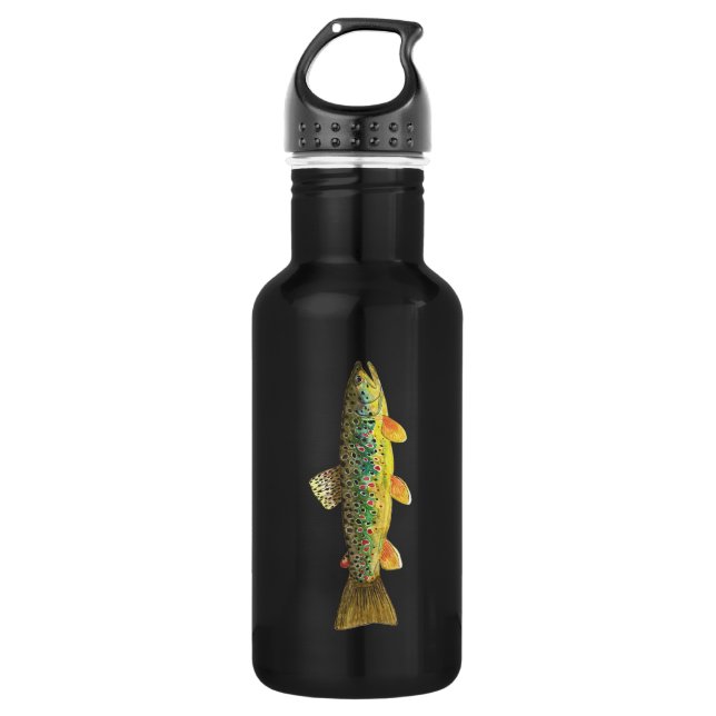 Brown Trout Fishing, Ichthyology Water Bottle (Front)