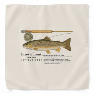 Brown Trout Fishing Illustration Bandana