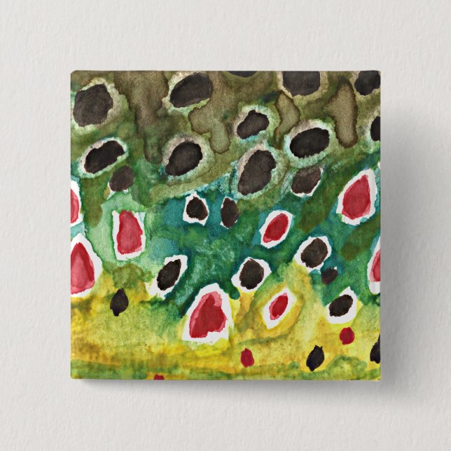 Brown Trout Fishing Pinback Button (Front)