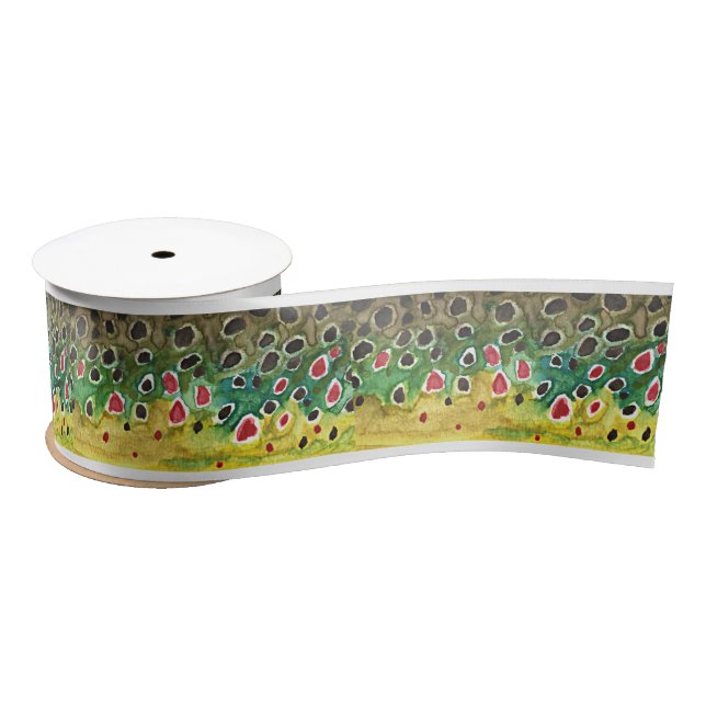 Brown Trout Fly Fisherman Satin Ribbon (Spool)