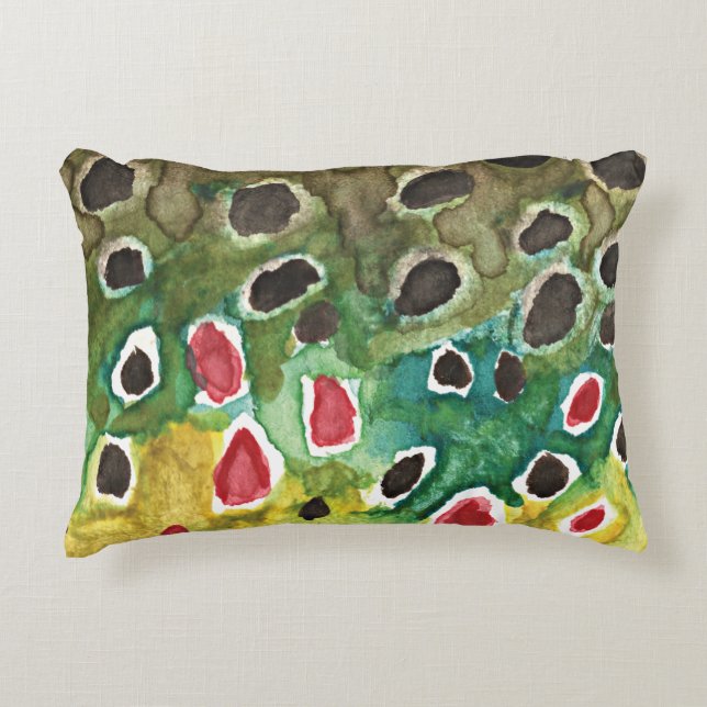 Brown Trout Fly Fishing Accent Pillow (Front)