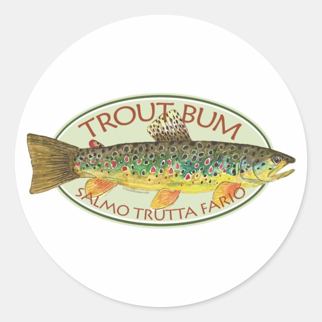 Brown Trout Fly Fishing Angling Classic Round Sticker (Front)