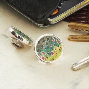 Brown Trout Fly Fishing Angling Fisherman Lapel Pin
