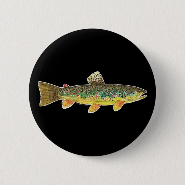 Brown Trout Fly Fishing Angling Ichthyology Button (Front)