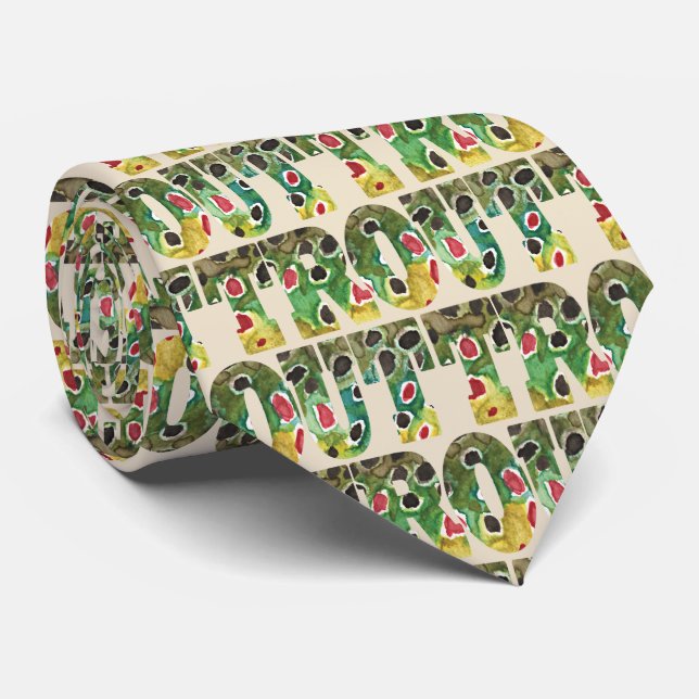 Brown Trout Fly Fishing Fisherman Ichthyology Neck Tie (Rolled)