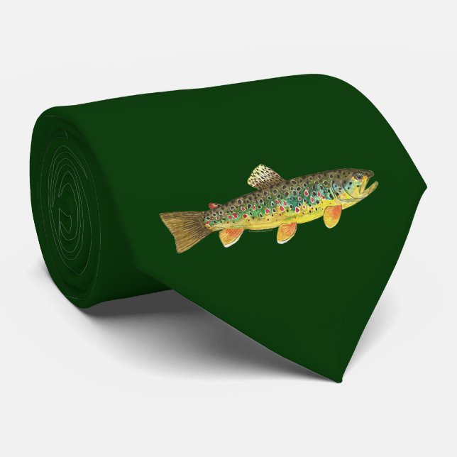 Brown Trout Fly Fishing Fisherman's Angler's Neck Tie (Rolled)