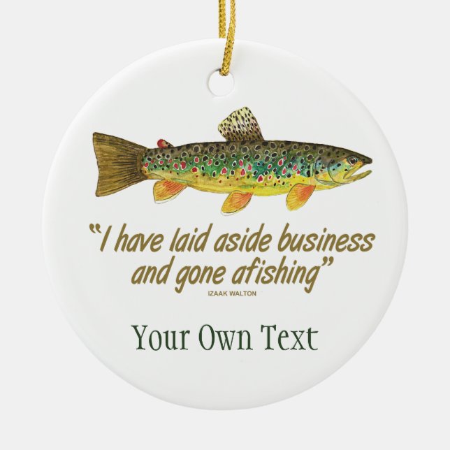 Brown Trout Fly Fishing Fisherman's Ceramic Ornament (Front)