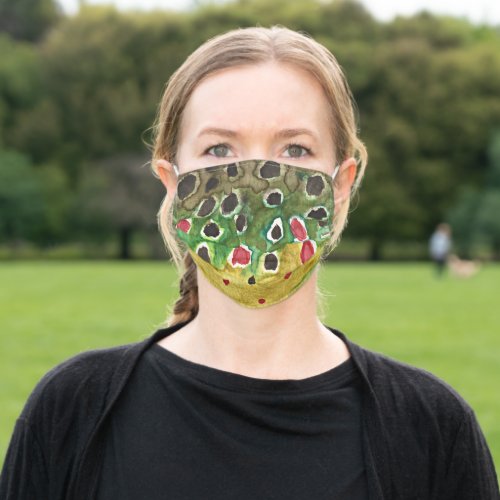 Brown Trout Fly Fishing Fisherwoman Fisherman Adult Cloth Face Mask