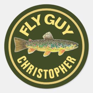 Brown Trout Fly Fishing FLY GUY Custom Angler's Classic Round Sticker