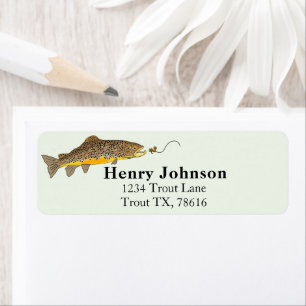 Brown Trout Fly Fishing Graphic Brown Design Label