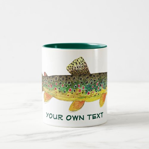 Brown Trout Fly Fishing Ichthyology Anglers Two_Tone Coffee Mug