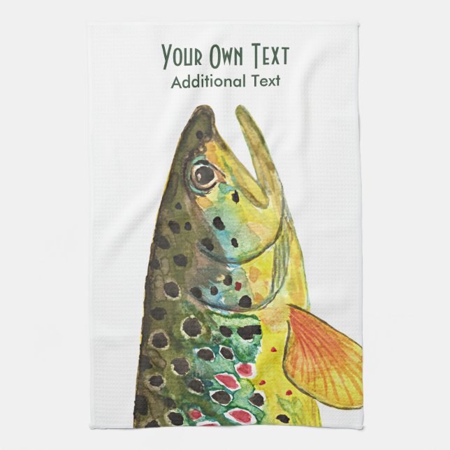 Brown Trout Fly Fishing, Ichthyology Towel (Vertical)