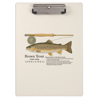 Brown Trout Fly Fishing Illustration Clipboard