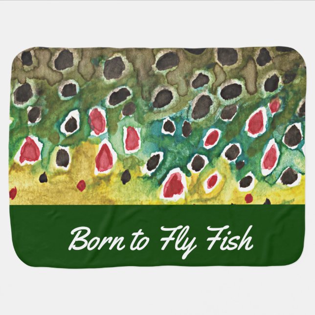 Brown Trout Fly Fishing Little Angler's Baby Blanket (Horizontal)