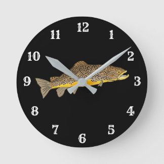 Brown Trout Fly Fishing Round Clock