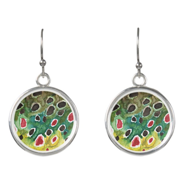 Brown Trout Skin Art Earrings (Front)