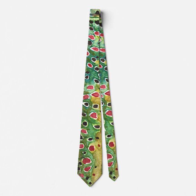 Brown Trout Skin Fly Fishing Fisherman's Colorful Neck Tie (Front)