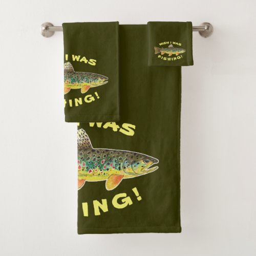 Brown Trout Wish I Was Fishing Bath Towel Set