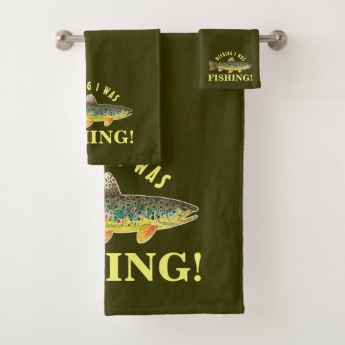 Brown Trout Wish I Was Fishing Bath Towel Set