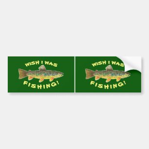 Brown Trout "Wish I Was Fishing" Bumper Sticker