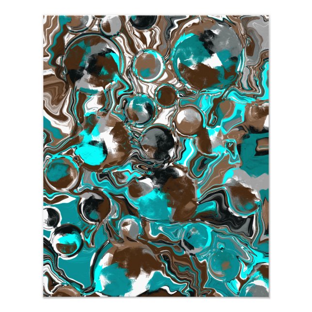 Brown, Turquoise and Black Marble Orbit Photo Print (Front)