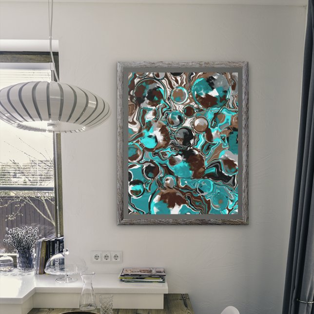 Brown, Turquoise and Black Marble Orbit Photo Print (Creator Uploaded)
