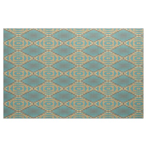 Brown Turquoise Blue Green Taupe Beige Ethnic Look Fabric