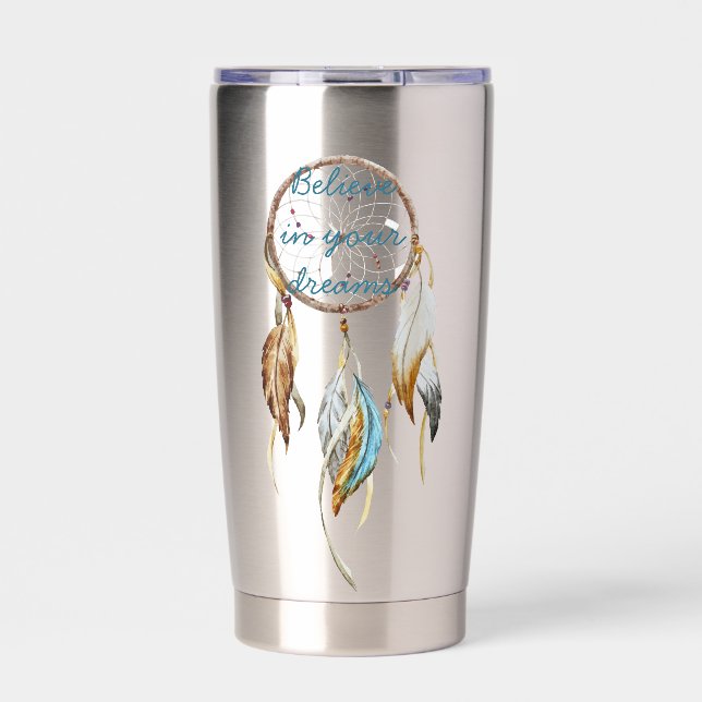 Brown Turquoise Dream Catcher Insulated Tumbler (Front)