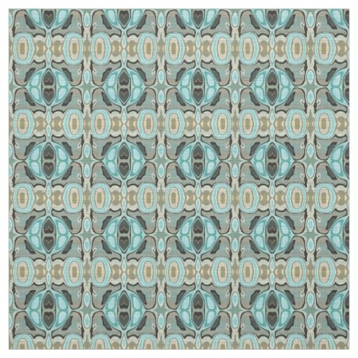 Brown Turquoise Green Bali Batik Style Pattern Fabric