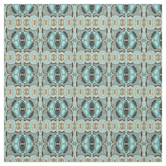 Brown Turquoise Green Bali Batik Style Pattern Fabric (Swatch)