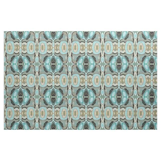 Brown Turquoise Green Bali Batik Style Pattern Fabric (Fat Quarter)