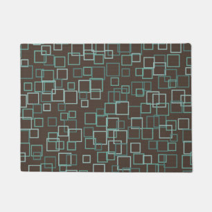 Brown Turquoise Pattern Doormat Rug