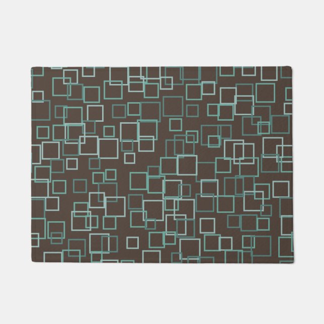  Brown Turquoise Pattern Doormat Rug (Front)