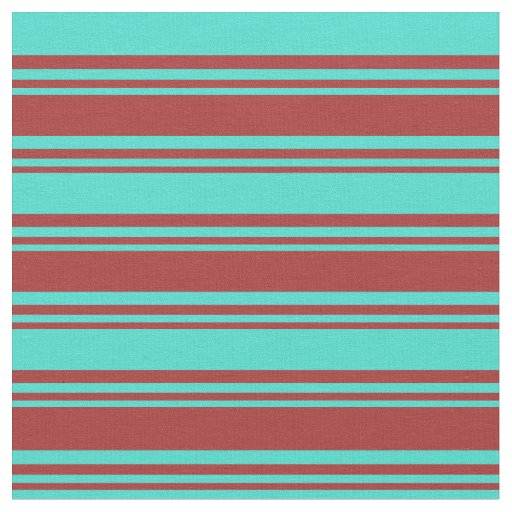 Brown & Turquoise Pattern of Stripes Fabric