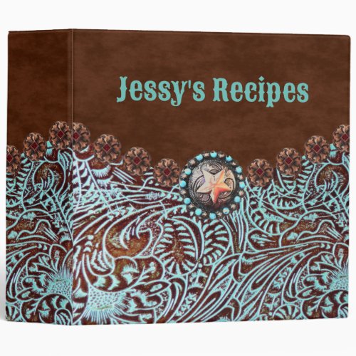 brown turquoise western country cooking recipe 3 ring binder